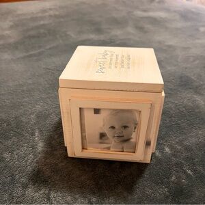 NWT Mud Pie Wooden baby Photo frame cube & trinket jewelry box